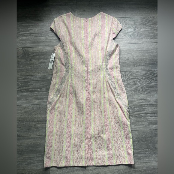 NEW Antonio Melani Pink Yellow Tweed Cap Sleeve Fitted Career Dress Size 12 Work - Picture 6 of 10